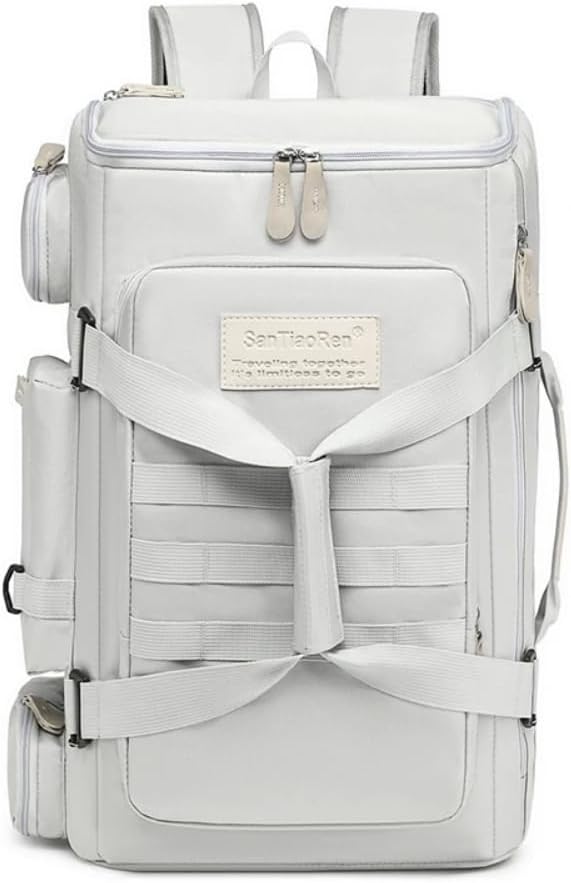 Large Capacity Travel Duffle Bags Gym Backpack Wet Dry Separation Shoulder Bag Outdoor Sports Backpacks with Overnight(White)