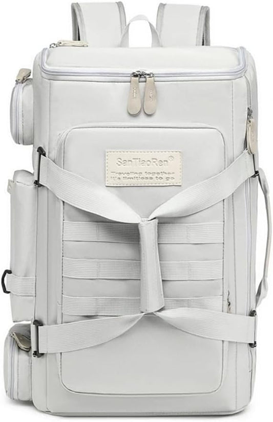 Large Capacity Travel Duffle Bags Gym Backpack Wet Dry Separation Shoulder Bag Outdoor Sports Backpacks with Overnight(White)