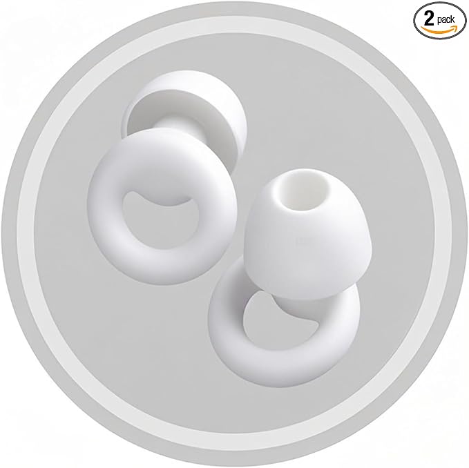 30dB Noise Cancelling Ear Plugs for Sleeping - Reusable Silicone Earplugs for Adults & Kids, Soft Ear Protection for Snoring, Concerts, Lawn Mowing, Travel & Work (6 Ear Tips with Case, White)