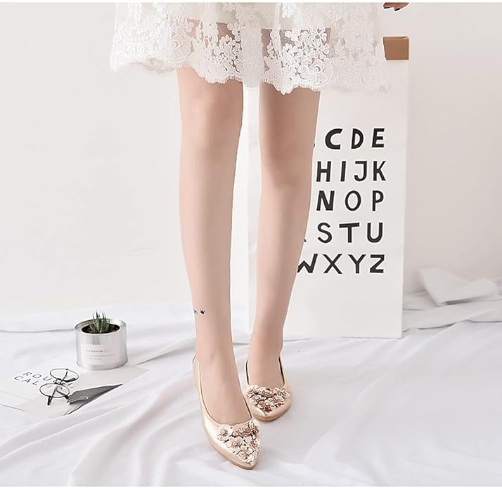 KUNWFNIX Women Ballet Flats Rhinestone Wedding Ballerina Shoes Foldable Sparkly Comfort Slip on Flat Shoes