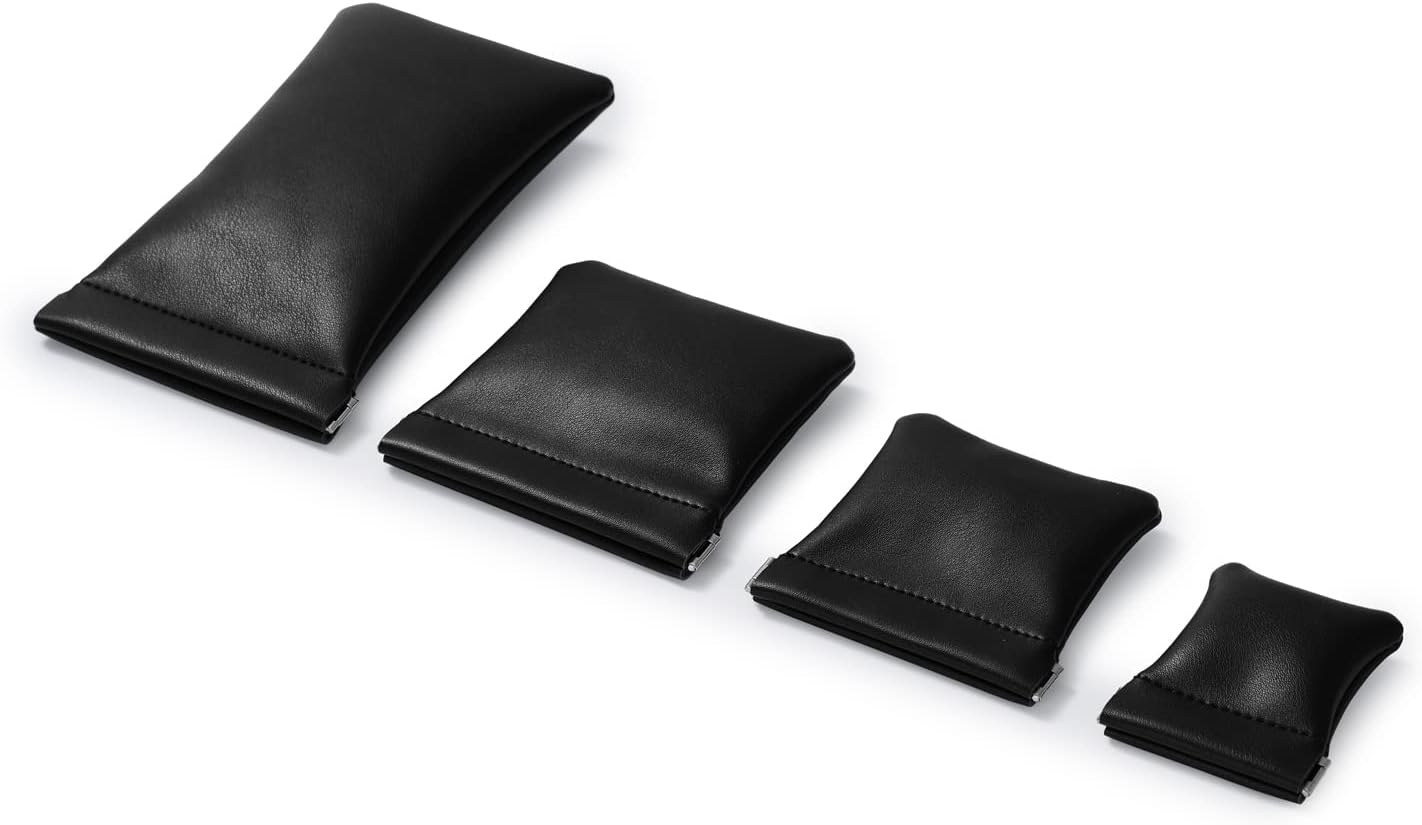 2 Pack PU Leather Slim Engagement Wedding Ring Pouch Leather Jewelry Pouch Christmas,Wedding Party Favor Gift Bag(Black)