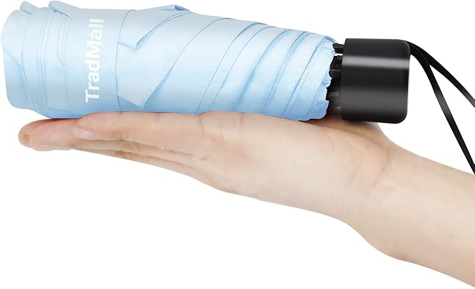 TradMall Mini Travel Umbrella, Portable Lightweight Compact Parasol with 95% UV Protection for Sun & Rain