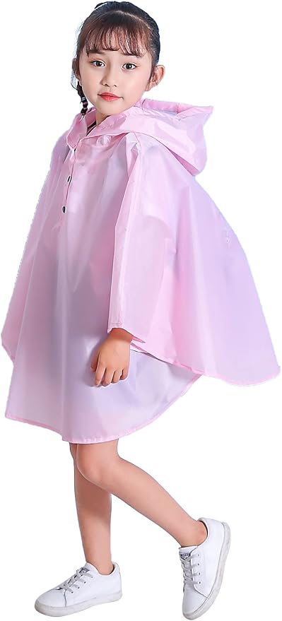 Spmor Kids Rain Poncho Hooded Jacket Rain Coat