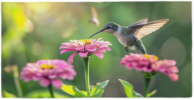 Hummingbird Flower Beautiful Beach Towel, Large Microfiber Quick Dry Lightweight Pool Bath Towels Sand Free Beach Blanket for Summer Cruise Yoga Camping Travel Vacation Essentials 31 x 61 in