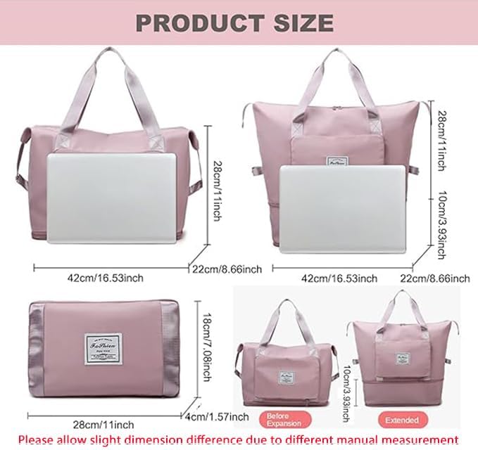 Large Capacity Travel Bag, Foldable Travel Bag, Expandable Travel Duffel Bag, Collapsible Waterproof Large Capacity Travel Handbag, Overnight Bag for Women and Man