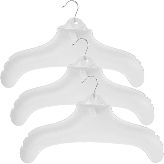 BESTOYARD Inflatable Clothes Hanger for Travel - Portable PVC Blow up Hanger for Drying Wet Clothes and Space-Saving Closet Organization Compact Folding Design 3 Pack