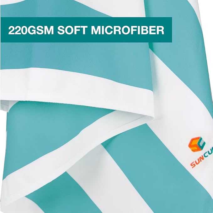 SUN CUBE Microfiber Beach Towel, Quick Dry Sand Free Beach Towel, Lightweight Compact Travel Swim Towel for Pool, Camping, Sand Resistant Packable Adult Towel - Light Blue 60x30 Inches