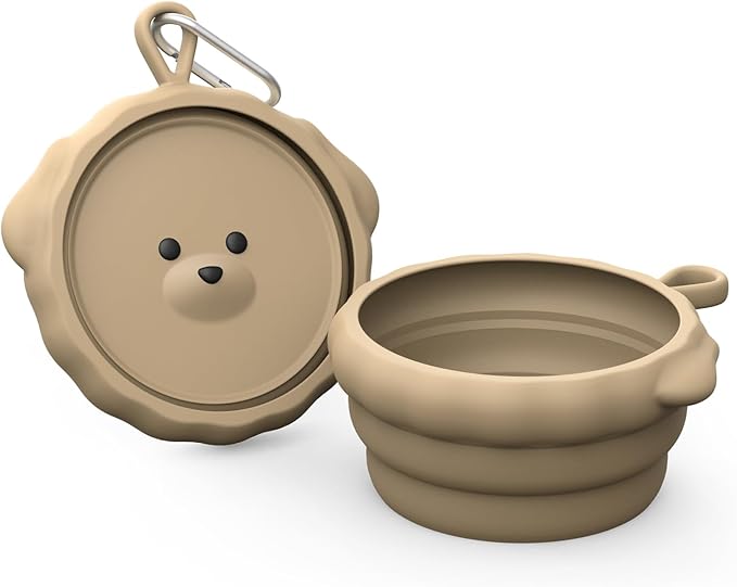 Silicone Collapsible Dog Bowl for Travel, Portable Water Bowl for Dogs Cats, Foldable Food Water Bowl for pet, Camping, Traveling, Walking, Carabiner Included, BPA Free, Dishwasher Safe