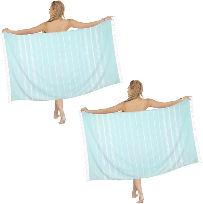Beach Towel 2 Pack,Sand Free Beach Towels Oversized 39 x 72,Turkish Beach Towel Quick Dry Towel,Lightweight Pool Towels for Adults Travel Towel,Cool Beach Accessories Super Absorbent Towels