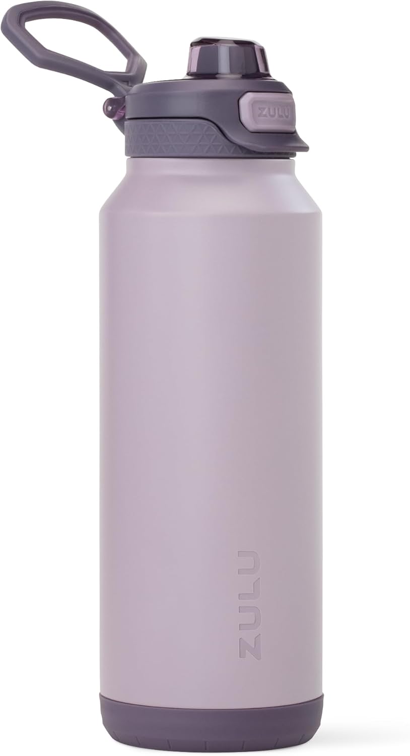 ZULU Powerfill Pro 40oz Stainless Steel Water Bottle with Quick Fill Lid, Triple Walled Vacuum Insulated Metal, Leak Proof Locking Lid, Sip and Chug, Reusable BPA Free, Amethyst