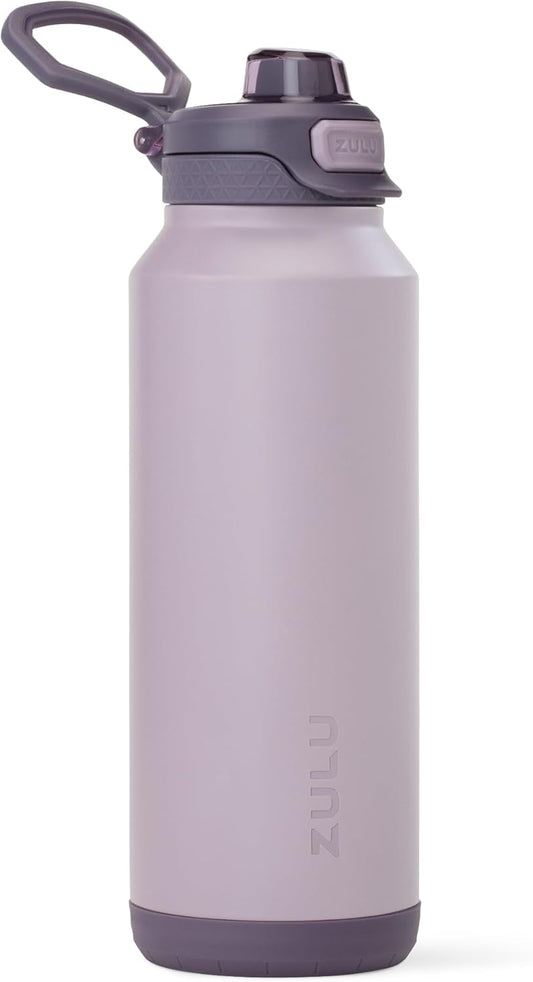 ZULU Powerfill Pro 40oz Stainless Steel Water Bottle with Quick Fill Lid, Triple Walled Vacuum Insulated Metal, Leak Proof Locking Lid, Sip and Chug, Reusable BPA Free, Amethyst