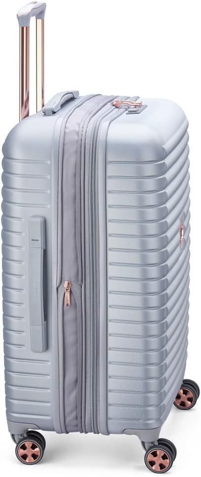 DELSEY PARIS Cruise 3.0 Hardside Expandable Luggage with Spinner Wheels, Platinum, Checked-Medium 24 Inch