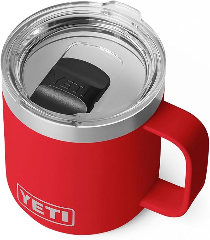 YETI Rambler 10 oz Ceramic Lined Stackable Mug, Vacuum Insulated, Stainless Steel with MagSlider Lid, Rescue Red