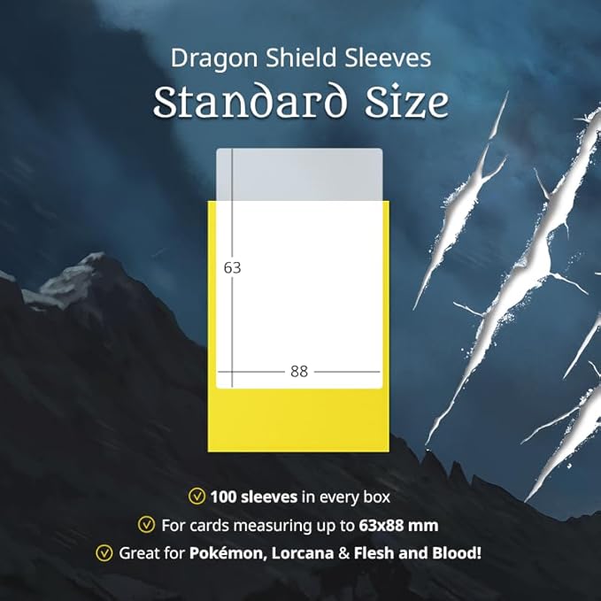 Dragon Shield | Standard Size Card Matte Sleeves | 100 CT - Smooth & Tough Premium TCG Sleeves | Compatible with Pokemon, Flesh & Blood, One Piece & Magic The Gathering | Black