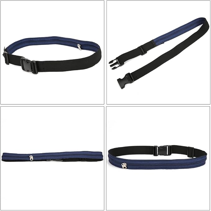 Anti Theft Money Belt with Zipper Pocket, Sports Waist Bag for Running Travel, Concealed Wallet Belt for Outdoor Activities, Secure Hidden Pouch for Cash Cards Valuables (3CM)
