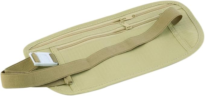 N+B Travel Money Belt Under Clothes, Waist Bag Hidden Wallets Secure Chest Money Pouch Adjustable Chest Bags for Cash Passport Security Travel Pack Secret Anti-theft Money Belts for Women Men (khaki)