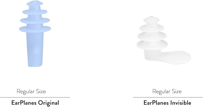 EarPlanes+ Invisible Airplane Travel Ear Protection Clear Low-Profile Design (Adult Size, 3 Count)