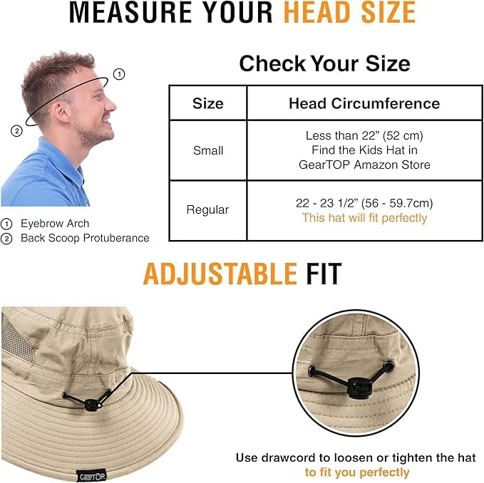 GearTOP Safari Sun Hat for Men and Sun Hats for Women UV Protection UPF 50+ Hiking, Gardening, Fishing