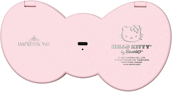 Impressions Vanity Hello Kitty Bow LED Compact Mirror, Double Sided Cute Travel Makeup Mirror, Soft Touch Button with Slide Down Auto Shut Off (Small)