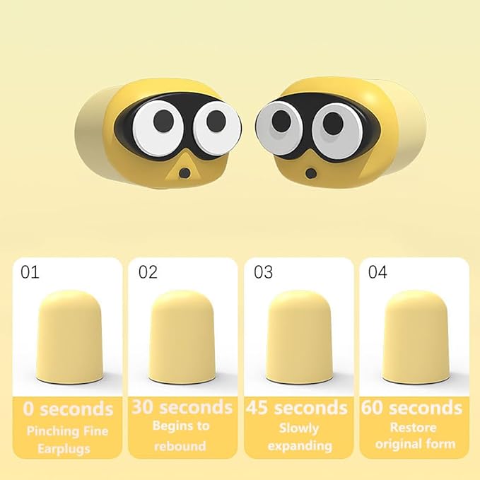 Ankeli 4 Pairs of Noise Cancelling Silicone Earplugs, Reusable, Cute Cartoon Soft and Comfortable, Suitable for Sleeping, Noise Sensitive, Travel, Work, Snoring