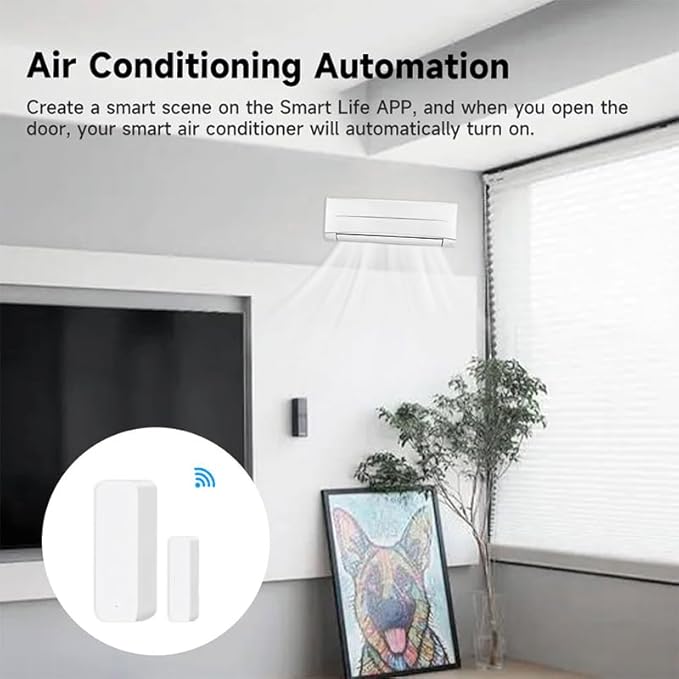 WiFi Door Window Sensor,Smart Door Open/Closed Detector with App Alert,Wireless Entry Detector Sensor Alarm for Home Security&Automation (4Pack)