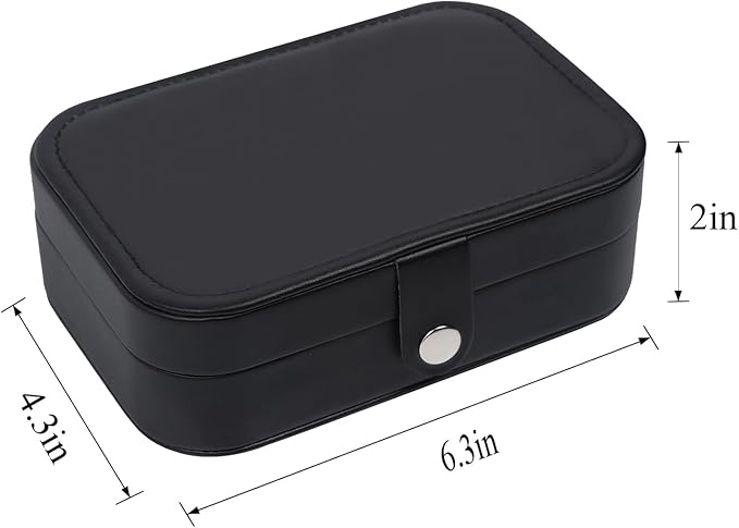 Travel Jewelry Box,Upgraded Travel Jewelry Case,Portable Jewelry Boxes for Women,PU Leather Jewelry Box,Travel Jewelry Organizer for Necklaces,Rings,Earrings,Bracelets,Black