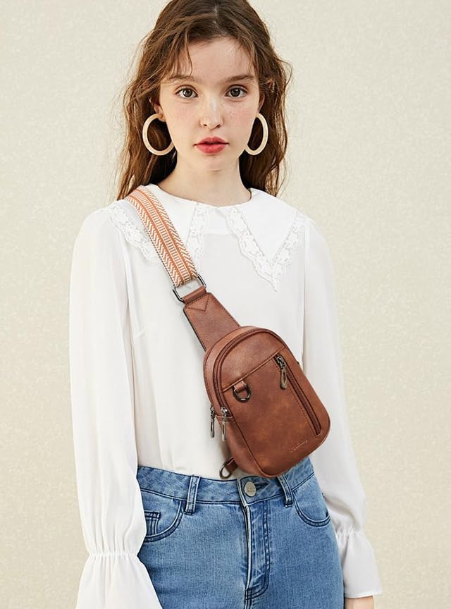 Womens Sling Bag Crossbody Bags for Women Vegan Leather Sling Backpack Daypack Fanny Pack Crossbody Purse Travel
