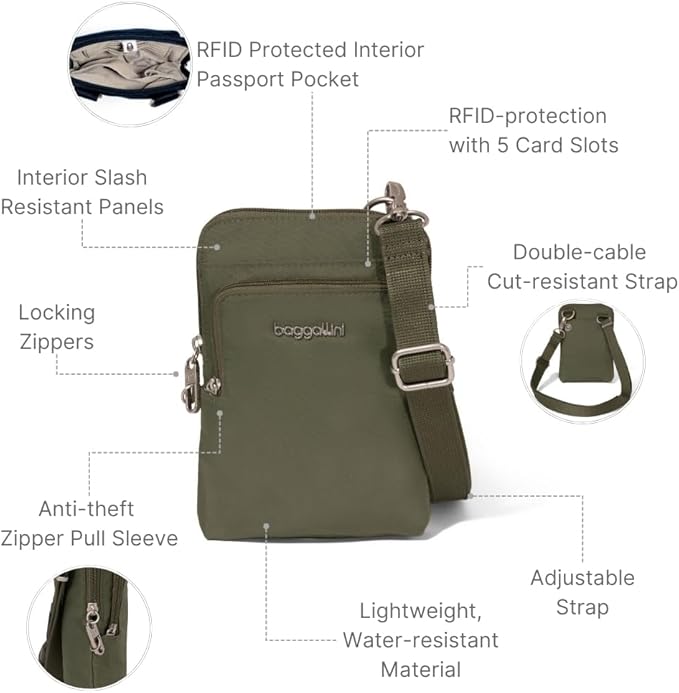 Baggallini Women's Securtex Anti-theft Activity Crossbody Bag