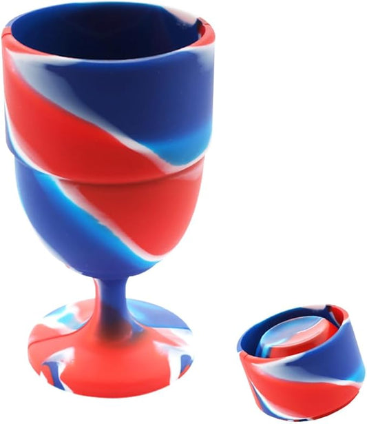 1 Pack Portable Collapsible Silicone Wine Glasses, Reusable Travel Camp Wine Glasses for Home Wedding Festival Anniversary Party Picnic Outdoor, Travel Silicone Wine Cups Capacity 6.76 Oz, Red Blue