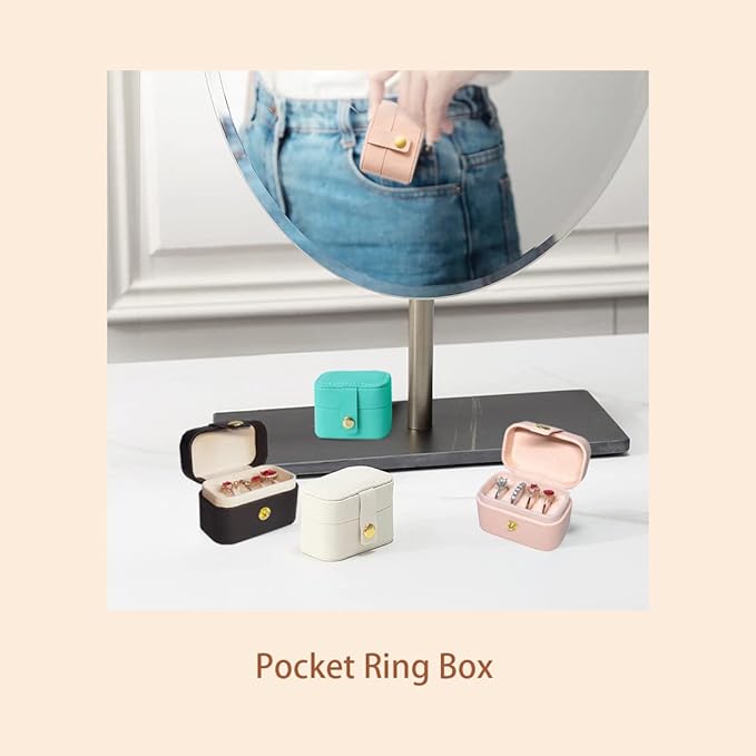 Travel Jewelry Ring Case,Small Jewelry Ring Box,Ring Holder,Mini Jewelry Case Portable Storage Case, for Women Girls, for Travel,Business,Wedding,Bridesmaid Gift (White)