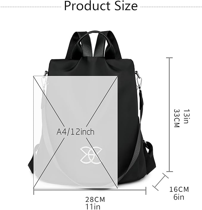 FOLENZU Anti-Theft Large Capacity Backpack, Shoulder Bag for Women