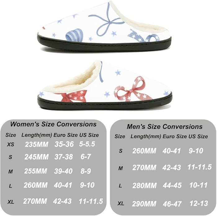 Slippers Women Indoor Bow Graphic Pattern Flannel Cotton Slipper Non Slip Machine Washable Comfy His and Hers Shoes Gifts for 40 Year Old Woman Room Essentials for Women