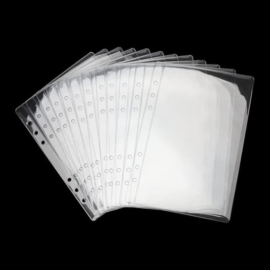 A5 Binder Pockets 12pcs Clear PVC Binder Pouches 6 Holes Zipperless Side Open Cash Budget Envelopes Waterproof Document Filing Bags for A5 Binder Protectors Photos, Cash Organize