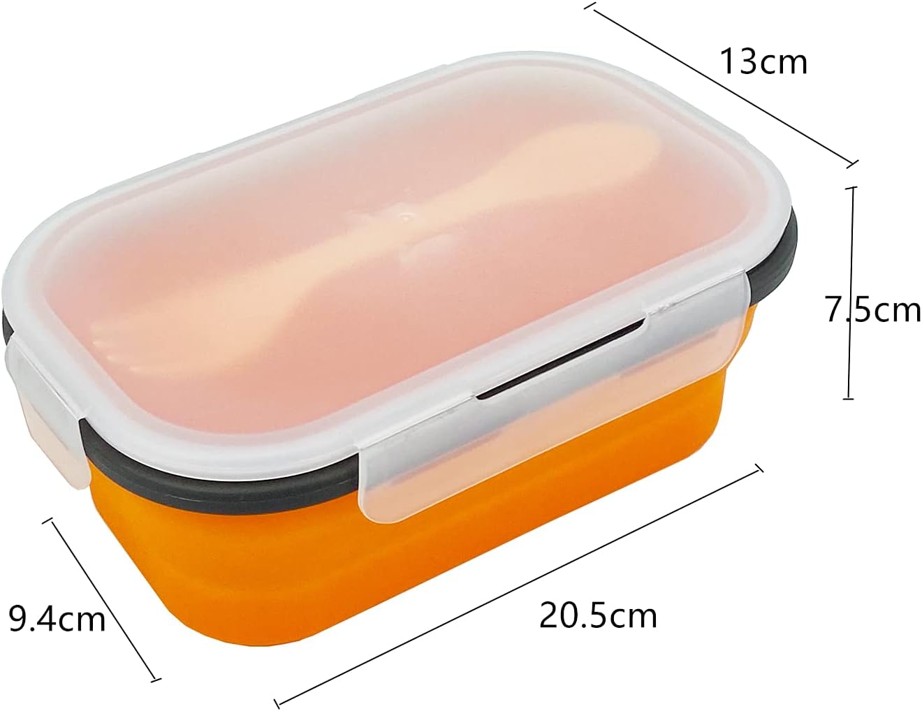 Silicone Lunch Container Bento Box, Collapsible Food Storage Containers with Airtight Lids and 2in1 Fork, Reusable Food Containers for Travel,Camping and RV, Food Grade 1000ml Microwave Container