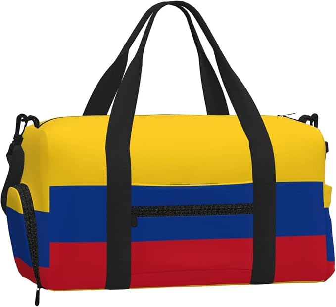 Flag of Colombia Print Gym Bag with Shoe Compartment for Women Men, 17.7in Sports Duffle Weekender Tote, Overnight Travel Duffel Bag Carry On