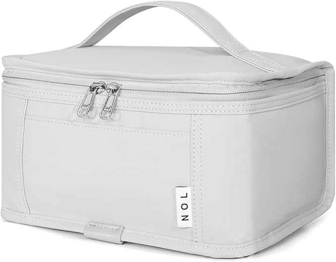NOL Natural Organic Lifestyle Small Lunch Bag Mini Lunch Box Insulated Lunch Bag for Men/Women Leakproof Cooler Tote Bag Lightweight Nylon Waterproof Lunch Box For Work, Gray white