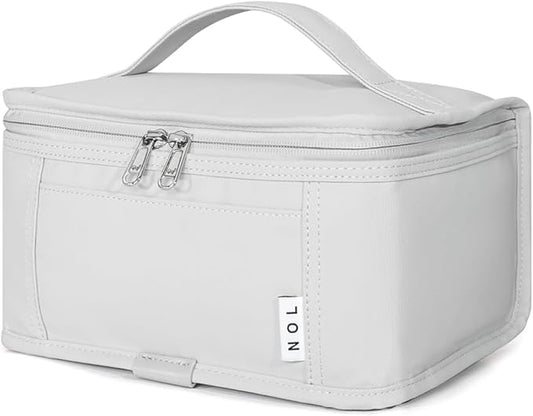 NOL Natural Organic Lifestyle Small Lunch Bag Mini Lunch Box Insulated Lunch Bag for Men/Women Leakproof Cooler Tote Bag Lightweight Nylon Waterproof Lunch Box For Work, Gray white