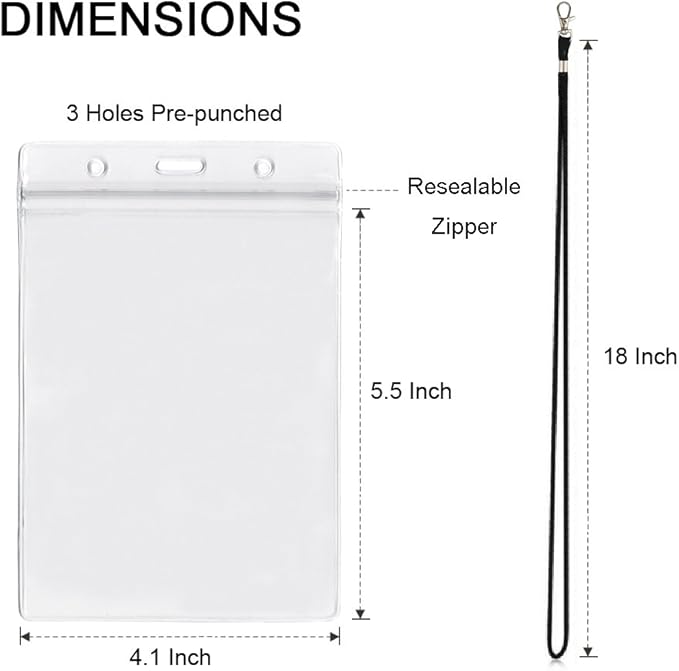 4x6Inch Extra Large Passport Holders ID Badge PVC Card Holder with Lanyards Fill for Passports by ALMHPVC (3Pack Black Lanyards)