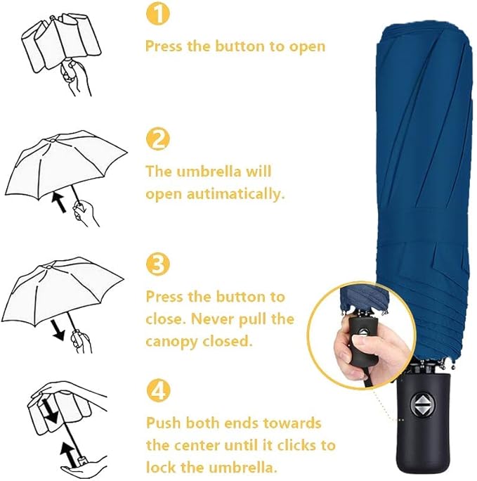 MRTLLOA 42/49 Inch Compact Travel Essentials Umbrella for Rain, Lightweight, Portable, Automatic, Strong, Waterproof Folding Umbrellas for Women, Men and Teenagers