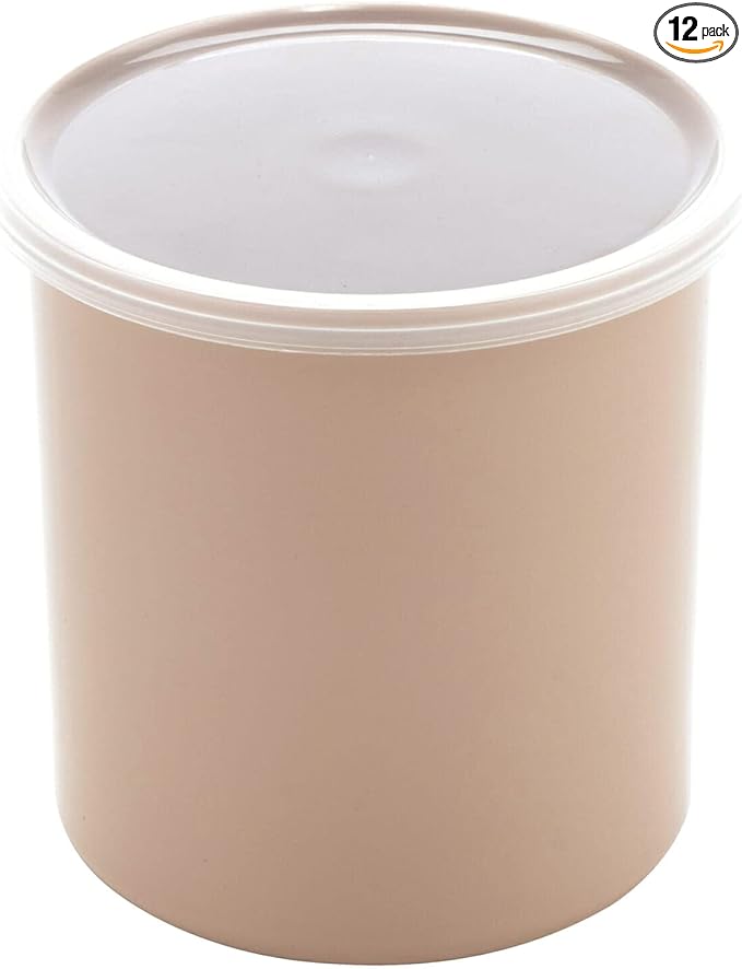 GET CR-0120-T Round Food Storage Crock w/ Lid, 1.2 Quart, Tan (Set of 12)