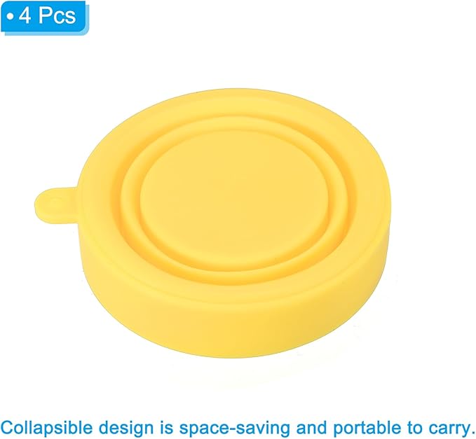 PATIKIL Collapsible Travel Cup, 4 Pack 170mL Travel Folding Water Cup Silicone Mug Portable Drinking Cup for Camping Hiking Outdoor, Yellow