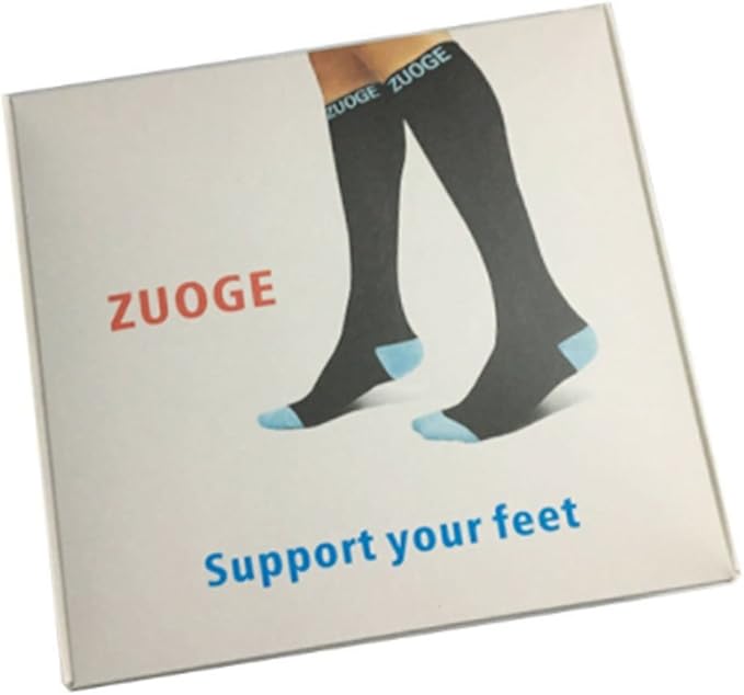 zuoge 6 Pairs Compression Socks Pack - Best Medical, Nursing, Travel & Flight Socks - Running & Fitness - 15-20mmHg