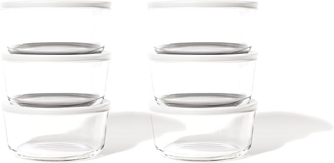 DURA LIVING 12-Piece Glass Food Storage Containers Set (6 Containers + 6 BPA-Free Lids) | 2-Cup, Leakproof | Microwave, Freezer, Oven & Dishwasher Safe | Ideal for Meal Prep & Pantry Organization