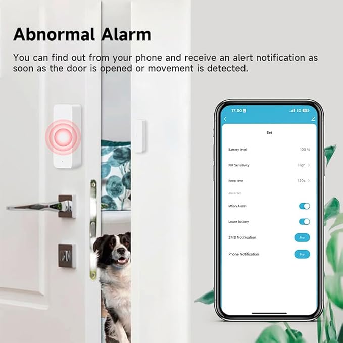 WiFi Door Window Sensor,Smart Door Open/Closed Detector with App Alert,Wireless Entry Detector Sensor Alarm for Home Security&Automation (4Pack)
