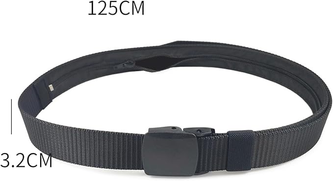 Travel Security Money Belt with Hidden Money Pocket - Cashsafe Anti-Theft Wallet Unisex Nickel free Nylon Belt by