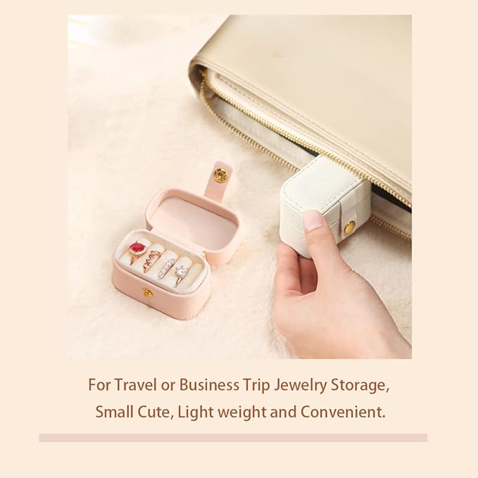 Travel Jewelry Ring Case,Small Jewelry Ring Box,Ring Holder,Mini Jewelry Case Portable Storage Case, for Women Girls, for Travel,Business,Wedding,Bridesmaid Gift (White)