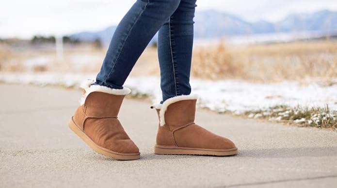 Dearfoams Women's Fireside Shearling Water Resistant Indoor/Outdoor Foldover Boot Slipper