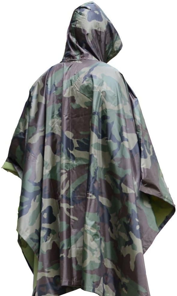 LOOGU Camo Rain Poncho with Hood Waterproof Lightweight Raincoat Rain Gear Men Women Outdoor Camping Hunting Hiking Fishing