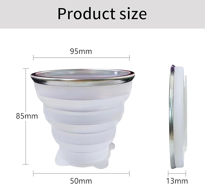 Collapsible Cups-Silicone Foldable Cup-Expandable Folding DrinkingCup Reusable Portable Mugs-Cup For Travel, Camping, Hiking, Beach, Holiday Vacation, Outdoor Sports (GreyWhite)