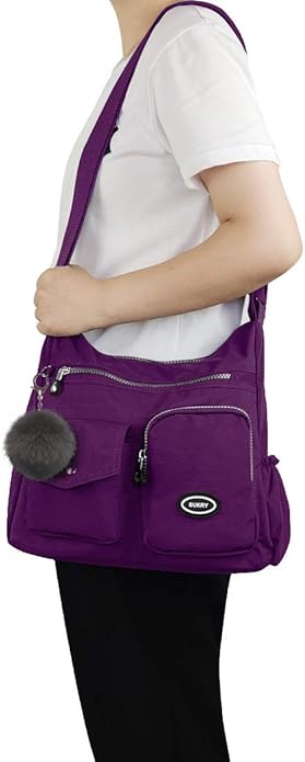 SUKRY Nylon Crossbody Bag for Women with Anti theft RFID Pocket, Waterproof Shoulder Bag Travel Purses and Handbag